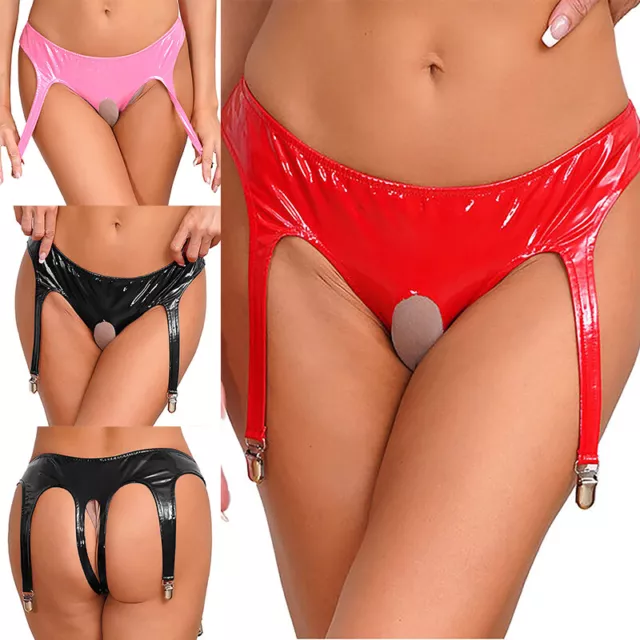 UK Womens Underwear Patent Leather Thong Party Briefs Sexy Lingerie Comfortable