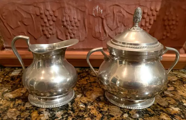 French Etain Pewter Sugar & Creamer Set