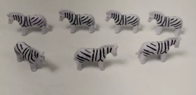 Lot Of Seven (7) Tiny Mini Zebra Figures