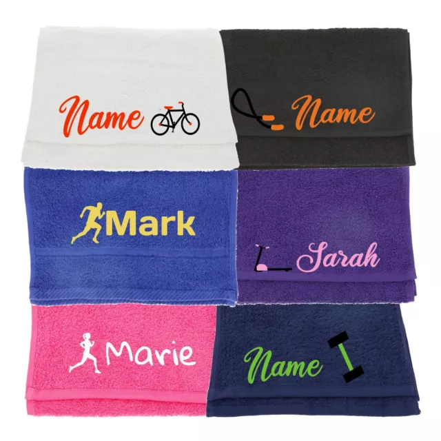 Personalised Gym Towel Embroidered with Name | Sports Gift Towel for Him or Her