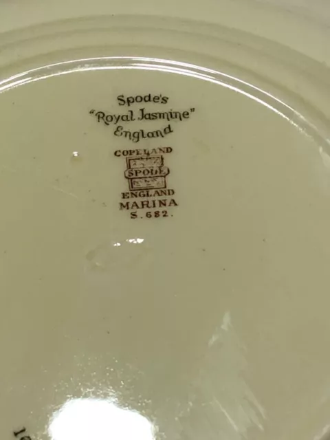 2 TWO SPODE England MARINA BROWN S682 Royal Jasmine Luncheon Plate - 9-3/8" 3