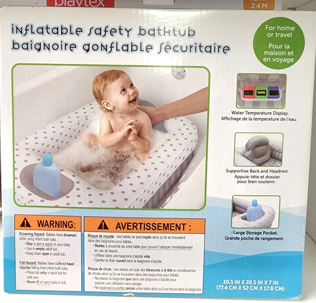 Playtex Infant Baby Inflatable Safety Bath Tub bathtub Temp Display 12M-24M