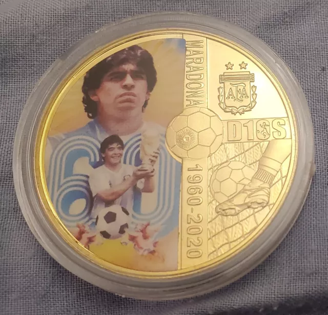 Diego Maradona Gold Coin World Cup Signed Soccer Legend Euro 2024 Olympics Retro