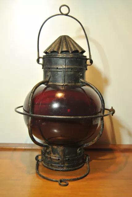 Lampe lanterne de marine ancienne huile pétrole 19 siècle XIX Steam Drifter