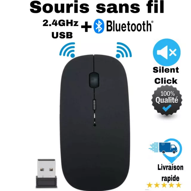 Souris Bluetooth Optique Rgb Rechargeable Usb Wireless Sans Fil Silencieux Mouse