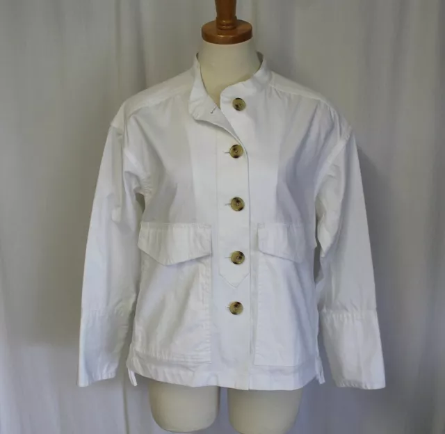 J Crew Japanese Poplin Safari Jacket Boxy Lightweight White Size 0 C5453 $198