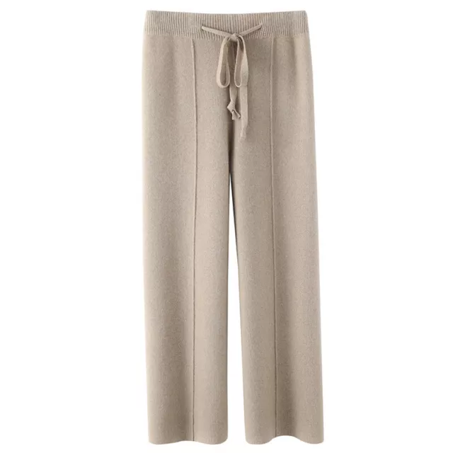 Womens Cashmere Trousers Ladies Soft Wide Leg Baggy Pants Leisure Stright Pants