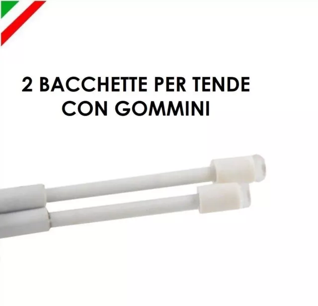 Aste Astine Bacchetta A Molla Con Gommini Per Tende Tenda 2Pz Bianco A Pressione