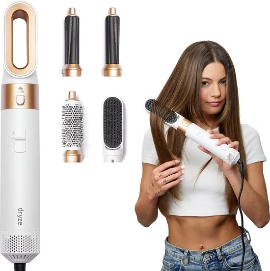 Sèche-cheveux 5-en-1 Air Styler TTLIFE - Boucleurs Auto-wrap - 5 Accessoires - Noir/or