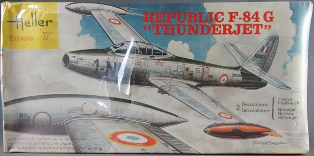 Heller - N°207 Republic F-84 G Thunderjet 2 Décorations 1/72 Neuf Boite Cellopha