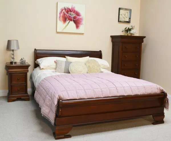 Mahogany Sleigh Bed Frame Low Footboard | Wooden Sleigh Bed | 5 Sizes | B010 NEW