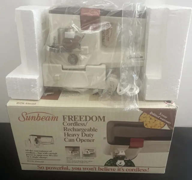 VTG Sunbeam Freedom Cordless Rechargeable Heavy Duty Can Opener 05256 Almond 3