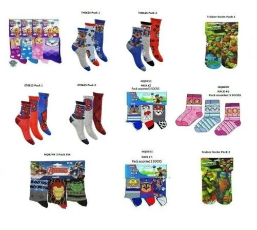 Bambini Avengers Spiderman Paw Patrol Calzini Ufficiale Marvel Hulk 2 & 3 Paia