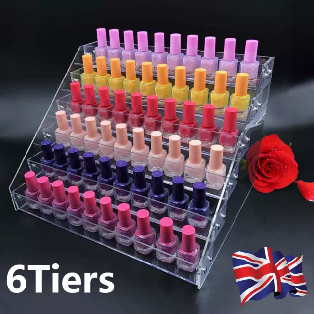 6Tier Clear Acylic nail polish stand Display Stand Holder Cabinet Organizer Rack