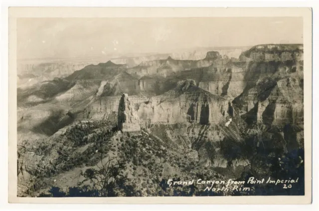 VIEW FROM POINT Imperial, North Rim, Grand Canyon National Park RPPC $5 ...