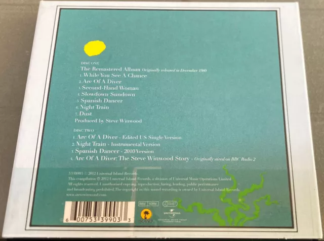Steve Winwood - ARC OF A DIVER - 2CD - Ltd. Deluxe Ed. - Universal - 2012 - MINT 2