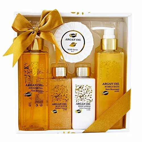 Coffret Cadeau Femme Bain Huile Argan Panier Beauté Soin Bien-être Corps 4Pièces