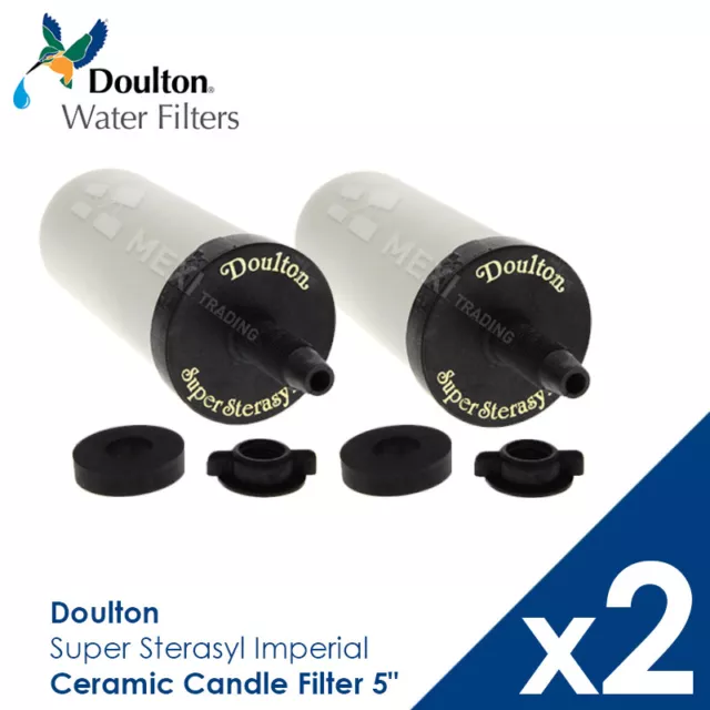 2x SUPERSTERASYL Ceramic Doulton W9121020 5" Water FILTER CANDLE British