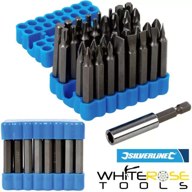 Silverline Screwdriver Bit Set 50mm 33 Pcs Slotted Phillips Trx Hex