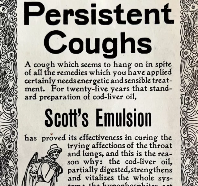 Scott's Emulsion Coughs 1897 Advertisement Victorian Quack Medicine DWFF11