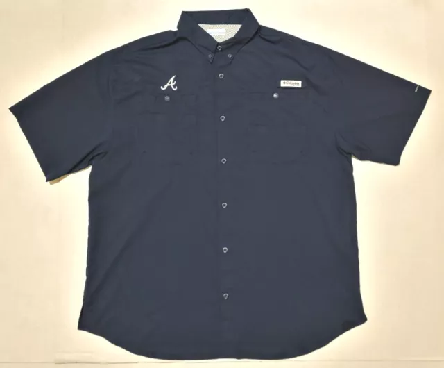 Columbia Sportswear Omni-Shade PFG Braves Men XL Shirt Blue MLB