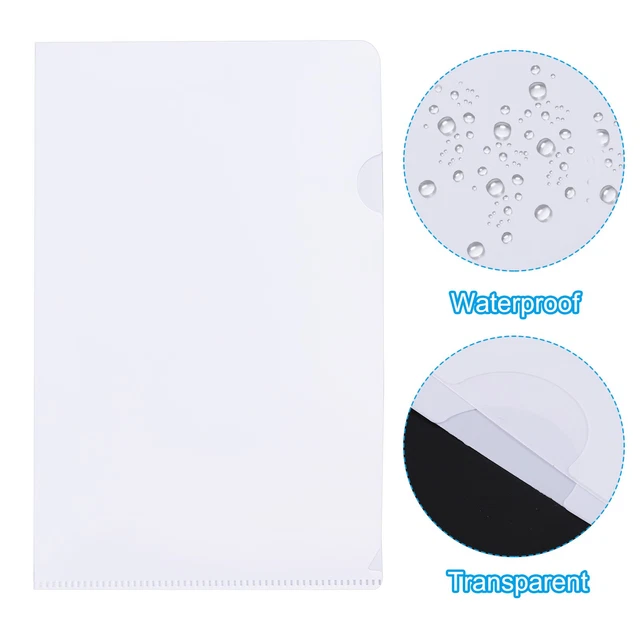 L TYPE FOLDERS 50 Pack A5 Plastic File Pockets Clear Jacket Sleeves ...
