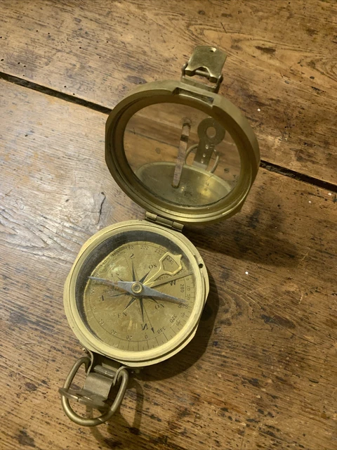 Boussole Stanley London Ancienne Avec Boîte En Bois – Parfaite Pour La Randonnée