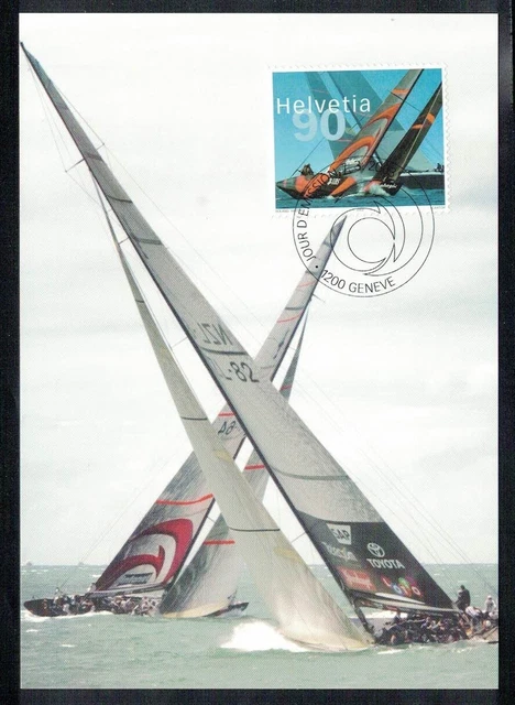 Maximumkarte Schweiz 2003, Segelregatta America-Cup, Segeljacht Alinghi im 2Kamp