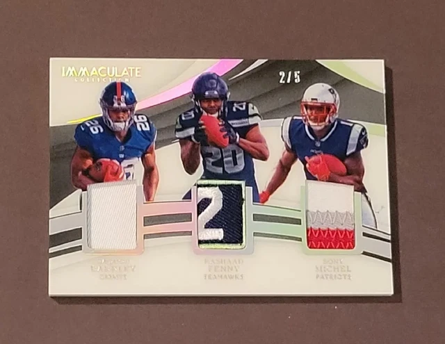 2018 Immaculate SAQUON BARKLEY / RASHAAD PENNY / SONY MICHEL RC TRIPLE PATCH /5