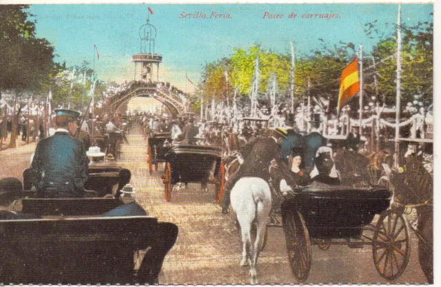 Tarjeta Postal Sevilla Feria Paseo de Carruajes facsimil (CI-281)