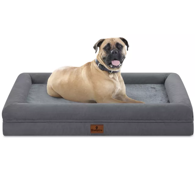 XXXL Dark Gray Dog Bed Orthopedic Memory Foam Pet Sofa Removable Cover & Bolster