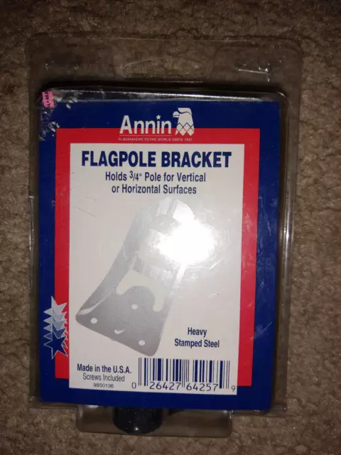 Annin Heavy Stamped Steel Flagpole Bracket In Original Package Holds 3/4" Pole