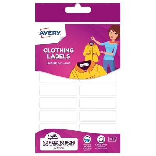 82962 Avery Confezione 36 Etichette per Tessuti 45x13mm
