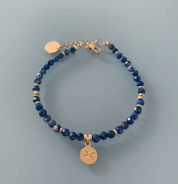 Bracelet Lapis-lazuli Et Rose Des Vents Idée Cadeau Femme 3