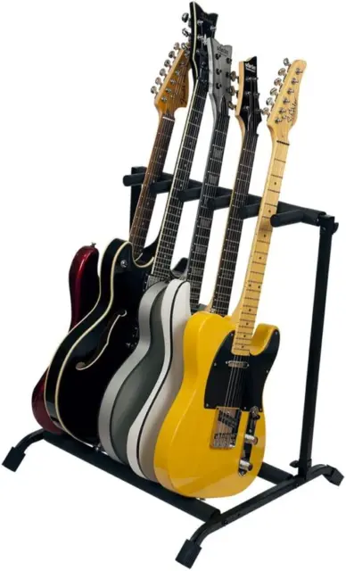Multi Guitar Stand Rack with Folding Design; Holds up to 5 Electric or Acoustic
