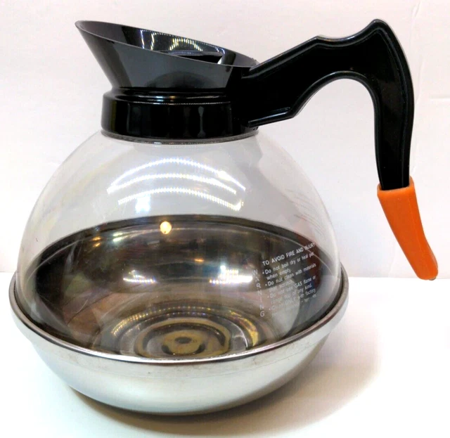 Bakers & Chefs Glass Coffee Decanter with Steel Base and Removable Decaf Label