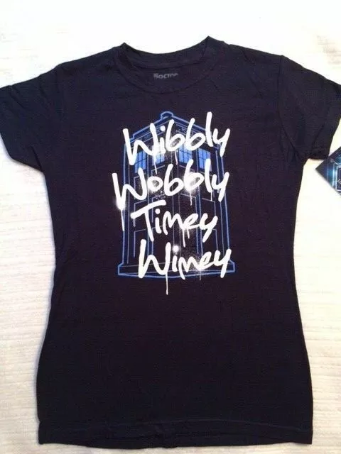 Doctor Who Wibbly Wobbly Timey Wimey Tardis Girls JUNIORS Blue T-shirt