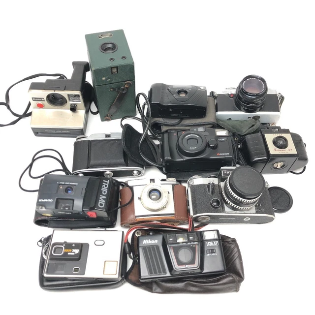 Film Camera Bundle x12 Inc Canon Minolta Polaroid Ricoh Olympus Etc Photos -CP