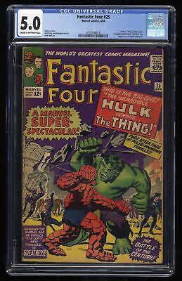 Fantastic Four #25 CGC VG/FN 5.0 Hulk Vs. Thing Battle! Marvel 1964