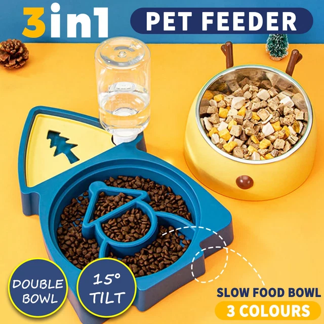 Double Cat Bowl Pet Bowls Stand Dog Elevated Feeder Food Water Raised Lifted AU