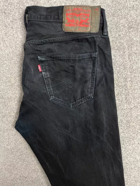 Levis 501 Regular Straight Denim Jeans Mens W36 L30 Black Red Tab #3