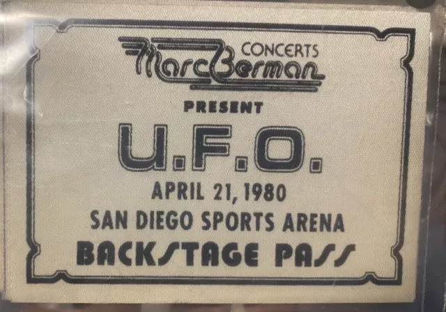 Rare UFO Backstage Pass / 1980 San Diego Sports Arena / Unused / Heavy Metal
