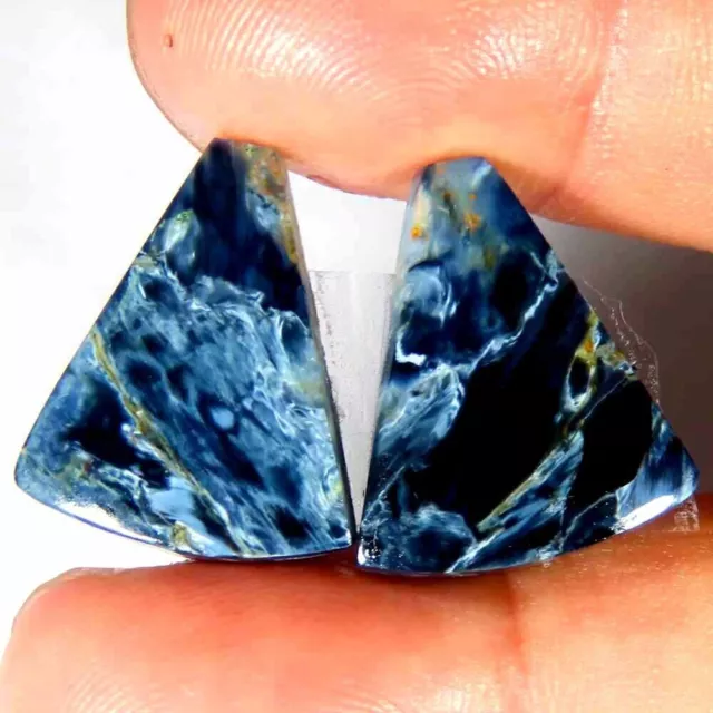 19.00Cts.100%Natural Blue Pietersite Matched Pair Fancy Cab 16x19x5mm Gemstone