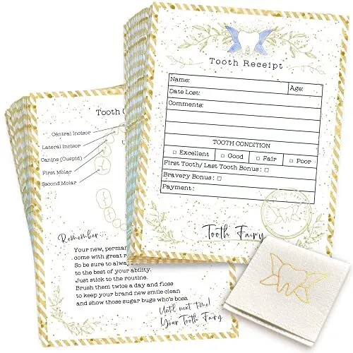 20 Moments of Tooth | 20 Tooth Fairy Receipt Cards and 1 Tooth Fairy Bag | To...