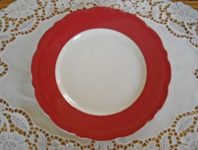 Vintage Syracuse China RESTAURANT 7 1/4" Plate Maroon Scallop Rim ~