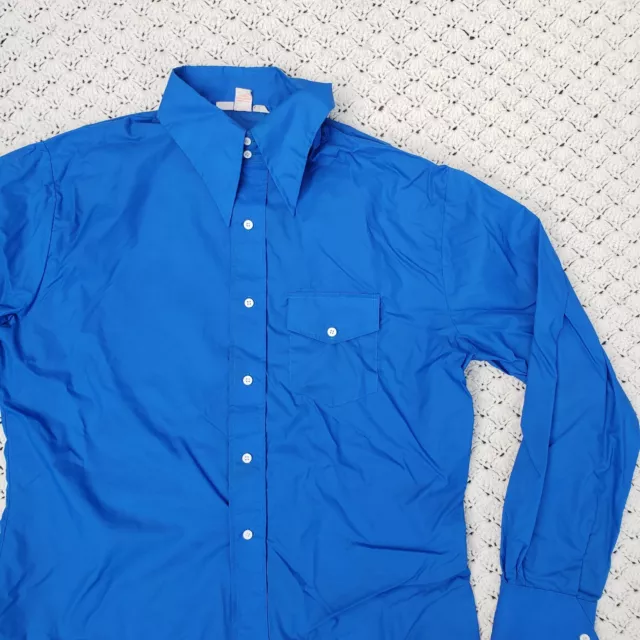 Vtg Skyr Mens Nylon Windbreaker Wind Rain Ski Shirt Point Collar Blue - XL