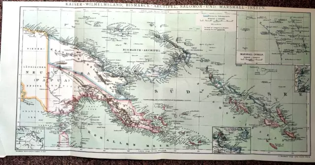 Kaiser-Wilhelms-Land +historische Landkarte 1895+ Bismarck-Archipel, Salomonen