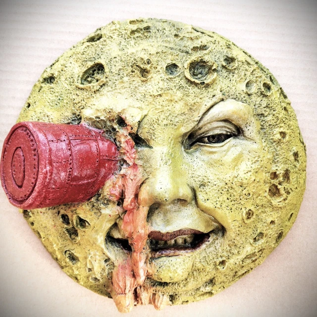 Man in the Moon, 9" Classic Handmade Wall Sculpture, Silent Film Era Artwork
