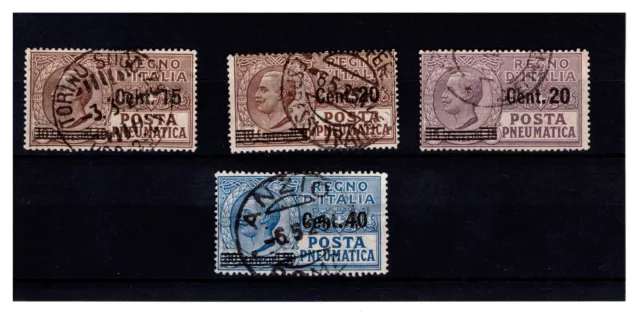 1925 REGNO  POSTA PNEUMATICA BLU Cent.40 su cent.30 ANNULLATO CERTIFICATO