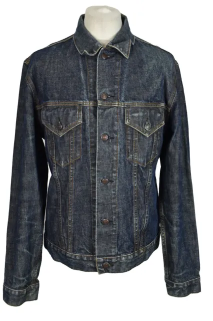 GAP Blue Denim Jacket size L Mens Button Up 100% Cotton Trucker Outdoors